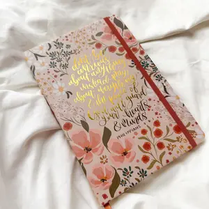 Inspirational Floral Journal with Bible Verse, 200 Pages, A5 Size, Gold Foil- Philippians 4:6-7