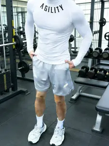 Men's High-Elasticity Athletic Shirt AGILITY - Dark Thorns Cross Print, Compression Fitness Long Sleeve, Dark Color, Quick-Drying, Breathable, Compression Sportswear, Gym Athletic Clothes - Suitable for various fitness, running, cycling, basketball