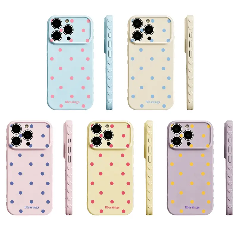 Cutout Rainbow Tiny Dot Phone Case Made Of Premium Glossy Soft Tpu‑Pc Composite Material.The Smooth Skin‑Friendly Surface Resists Fingerprints And Delivers A Silky Non‑Slip Grip. Exquisite Embossed Heart Patterns On Side Borders Add Sweet Detail