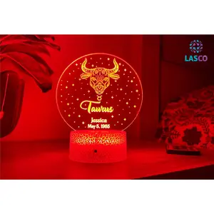 Taurus Zodiac Sign Personalized Acrylic Night Light