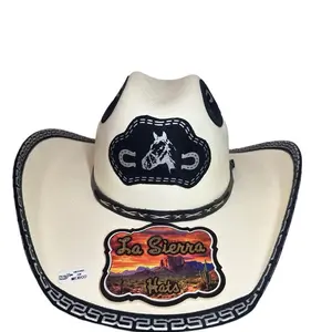 La Sierra Hats Western Cowboy Straw Hat Rodeo Style Wide Brim Sombrero with Horse Logo and Elastic sweat band for a comfort fit