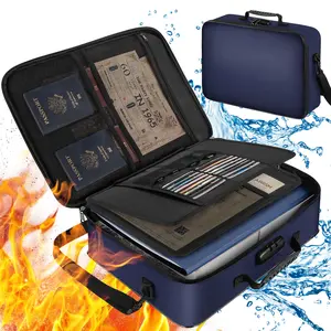 Fireproof Document Bag with Combination Lock - Multi-Layer Organizer for Passports/Cash/Laptops - Travel/Office Secure Carrier