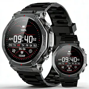 1200mAh Ultra-Long Battery Life Outdoor Sports Smartwatch 1.39-inch Display with GPS Fitness Tracker BT Calling/Answering 1ATM Water Resistance Super-Bright Flashlight Reverse Charging for Emergency Phone Power Essential Gear for Camping & Hiking T-Rex3