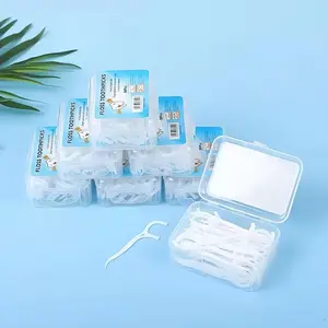 50Pcs Ultra Fine Disposable Dental Floss Picks, Smooth Thin Floss Sticks for Adults & Kids, Orthodontic Friendly