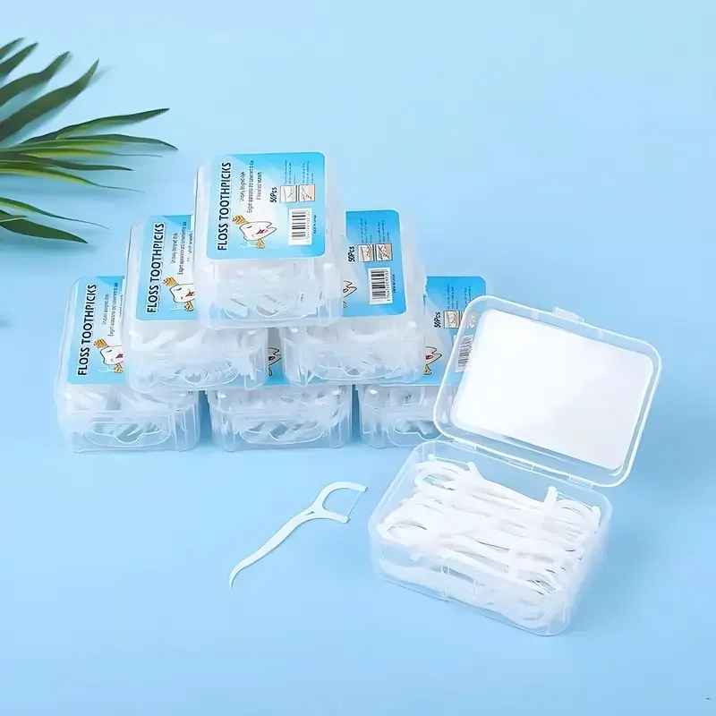 50Pcs Ultra Fine Disposable Dental Floss Picks, Smooth Thin Floss Sticks for Adults & Kids, Orthodontic Friendly