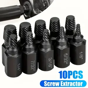 10-Piece Screw Extractor Set, Alloy Steel Damaged Bolt Remover Kit, Easy Removal of Broken Screws & Hex Nuts, Durable Metal Tools, Hand Tools