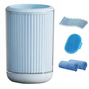 Portable Dog Cat Paw Cleaner Cup, Durable PP Material, Soft Tpr Bristles, Easy Clean Design, Cute Cartoon Style Pet Paw Cleaning Kit