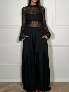 Women's Spring Summer Fine Striped Wide Leg Pants High Waisted Pleated Retro Business Casual Fashion New Office Streetwear Casual Plain Trousers