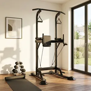 Pull Up Bar Dip Station Power Tower Assistive Trainer Multi-Function Home Gym 450LBS Strength Training Fitness Equipment
