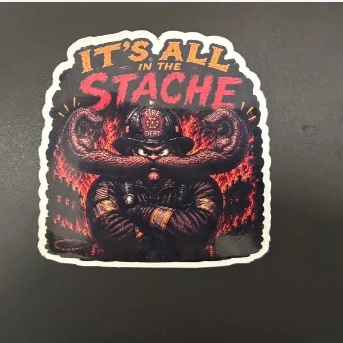 Premium vinyl, waterproof sticker - Its All In The Stache (Helmets, Laptops, Water Bottles, Cars, Etc