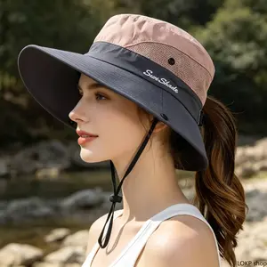 Women's Wide-Brimmed Straw Sun Hat - Foldable, UV-Blocking, Lightweight, Stylish Solar Protection Headwear with Ponytail Hole, Oversized UV Sun Defender Hat for Daily Wear, Beach Vacation, Solar Protection Hats, Sun Defender Hats