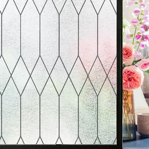 Window Privacy Film Stained Glass Frosted Glass Window Clings Moroccan Lattice Decorative Bathroom Door Coverings UV Sun Blocking Heat Control Removable Home Tint 17.5X78.7in Pure