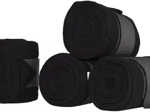 Fleece Horse Polo Wraps Set of 4 Bandages 4" Width 3 Meters Length Black Comfortable and Durable