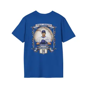 Men's LA Baseball Tee Shirt, Casual Menswear with Printed Design, Premium Fabric, AR-Activated Feature