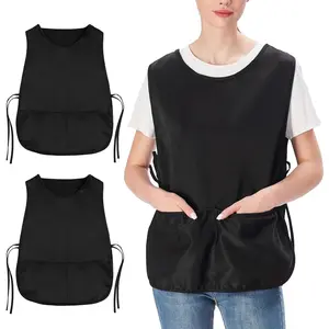2 pack cobbler aprons with 2 pockets for women men fast drying polyester fabric, black