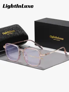 Lightinluxe Unisex Stylish Full-Frame Polygon Transparent Glasses, Casual Outdoor Anti- Light Glasses for All Seasons