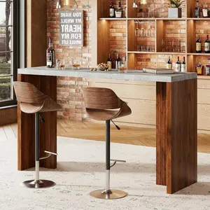 55″ Long Counter Height Pub Table, Bar Table for 4‑6 People w/ Extra Thickened Tabletop – Modern Rectangular Home Bar Coffee Unit for Kitchen, Dining Room, Balcony