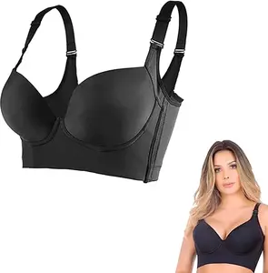 Womenswear Women's Push Up Bra, Hide Back Fat Full Back Coverage Fashion Deep Cup Bra Filifit Sculpting Uplift Sport Bra - Everyday