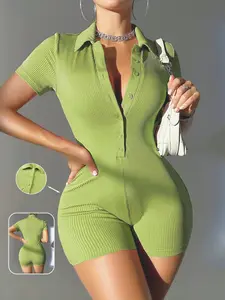 Women's One-Piece Homewear, Short Sleeve Lapel Single Button Elegant Sleepwear, Comfortable Spring Summer, Valentine's Day Gift