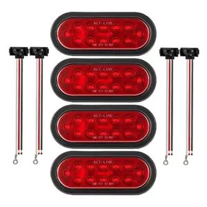VEVOR Trailer Lights, 4PCS 12V Oval LED Trailer Tail Lights Kit with Stop Brake Turn Tail Lamp, Waterproof Tow Lighting Kit for Boat Truck Camper RV Snowmobile Bus Caravan, 2 Mounting Options, Red