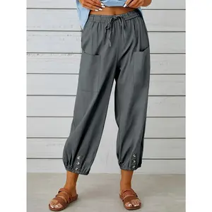 Wide Leg Capri Pants - Loose & Casual with Drawstring Waist - Stylish Womens Clothing for a Comfortable, Adjustable Fit - Perfect for Summer Fashion