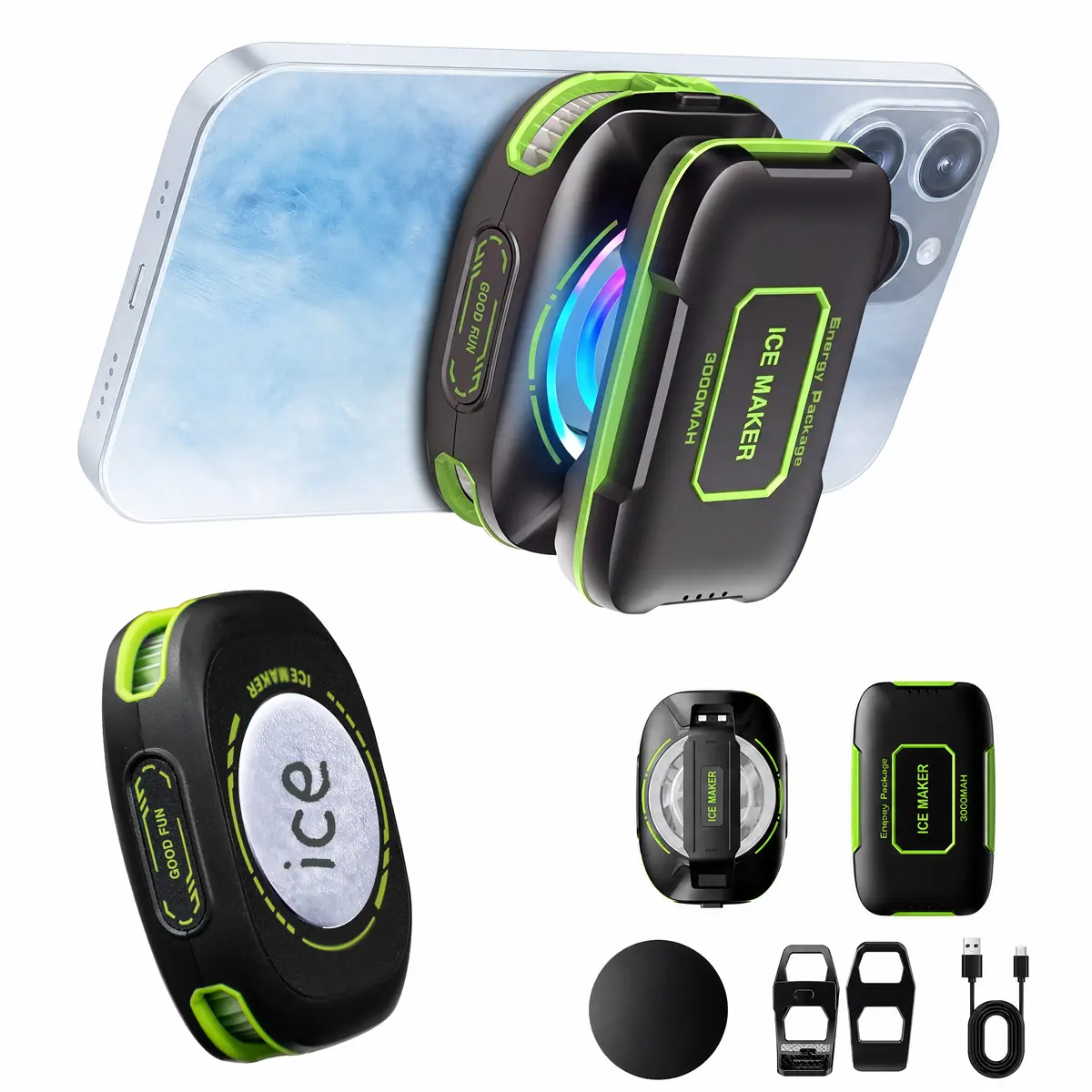 Magnetic Rechargeable Mobile Gaming Phone Cooler JS85 - Portable RGB Cooling Fan, Cellphone Cooling Heat Radiator Compatible with iPhone, Samsung, Android Devices, Tablets