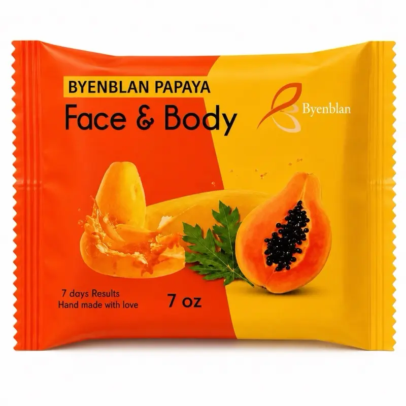 Byenblan Papaya Face & Body Soap for Gentle Cleansing 4oz - Smooths Skin, Removes Impurities, Supports Radiant Complexion, Suitable for All Skin Types, Body Wash, Cleanser, Body Care, Daily