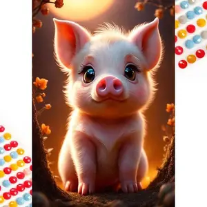 Cute Piggy Pattern DIY Diamond Arts Colorful Painting Kit without Frame, DIY 5D Diamond Arts Colorful Painting Kit, Wall Art Decor for Home, Decorative