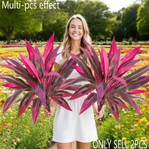 Set of Two - Lifelike Oversized Outdoor Synthetic Blooms, Artificial Flowers, Made from Weatherproof Plastic, Ideal for Garden, Patio, Wedding, Party, Porch Railing, Yard, Or Photography Decor