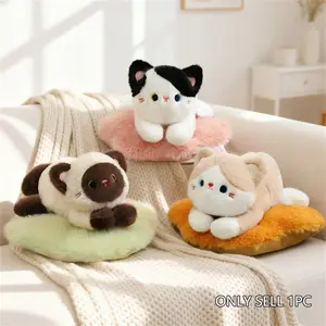 25cm/9.84inch Purring Cat Plush Toy Series, soft and fluffy stuffed animal, calico/cow cat/khaki/Siamese cat, room decoration, children's birthday gift, therapeutic and stress-relieving desktop companion, graduation season, Mother's Day, Christmas, Thanks