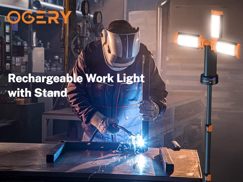 OGERY Rechargeable 10000mAh Camping Light with Detachable Tripod ( 1.75 to 6.5 Feet ), 2200 Lumens Cordless Dimmable Work Light & Emergency Light Outdoor Hiking Gear OGERY Rechargeable 10000mAh Camping Light with Detachable Tripod ( 1.75 to 6.5 Feet ), 2200 Lumens Cordless Dimmable Work Light & Emergency Light Outdoor Hiking Gear