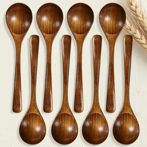 Natural Eco-Friendly Sustainable Wooden Spoon Set 2/4/8pcs, Multi-Purpose Durable Reusable for Soup Stirring Desserts, Home Party Use