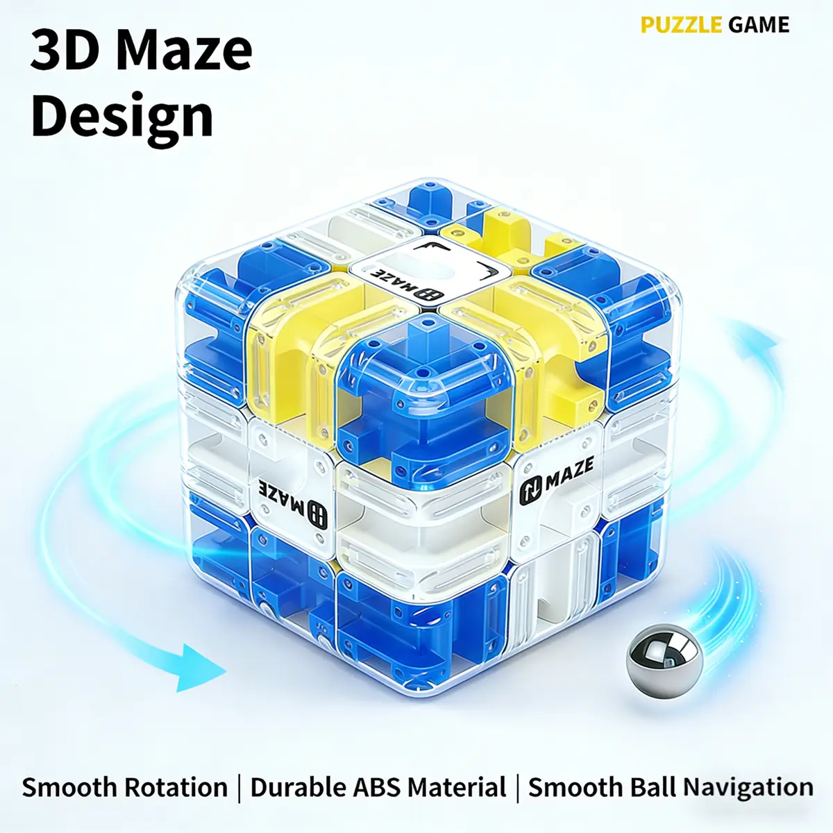 Novelty 3D Maze Ball Roller Cube, Interactive STEM Puzzle Toy for Kids & Teens, Stress-Relief Cognitive Skill Game
