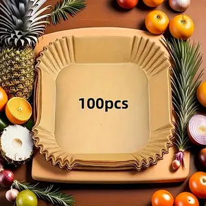 100pcs Disposable Air Fryer Liners Square, Parchment Paper Basket Bowls, Oven Tray Accessories, Baking Tools, Kitchen Gadgets