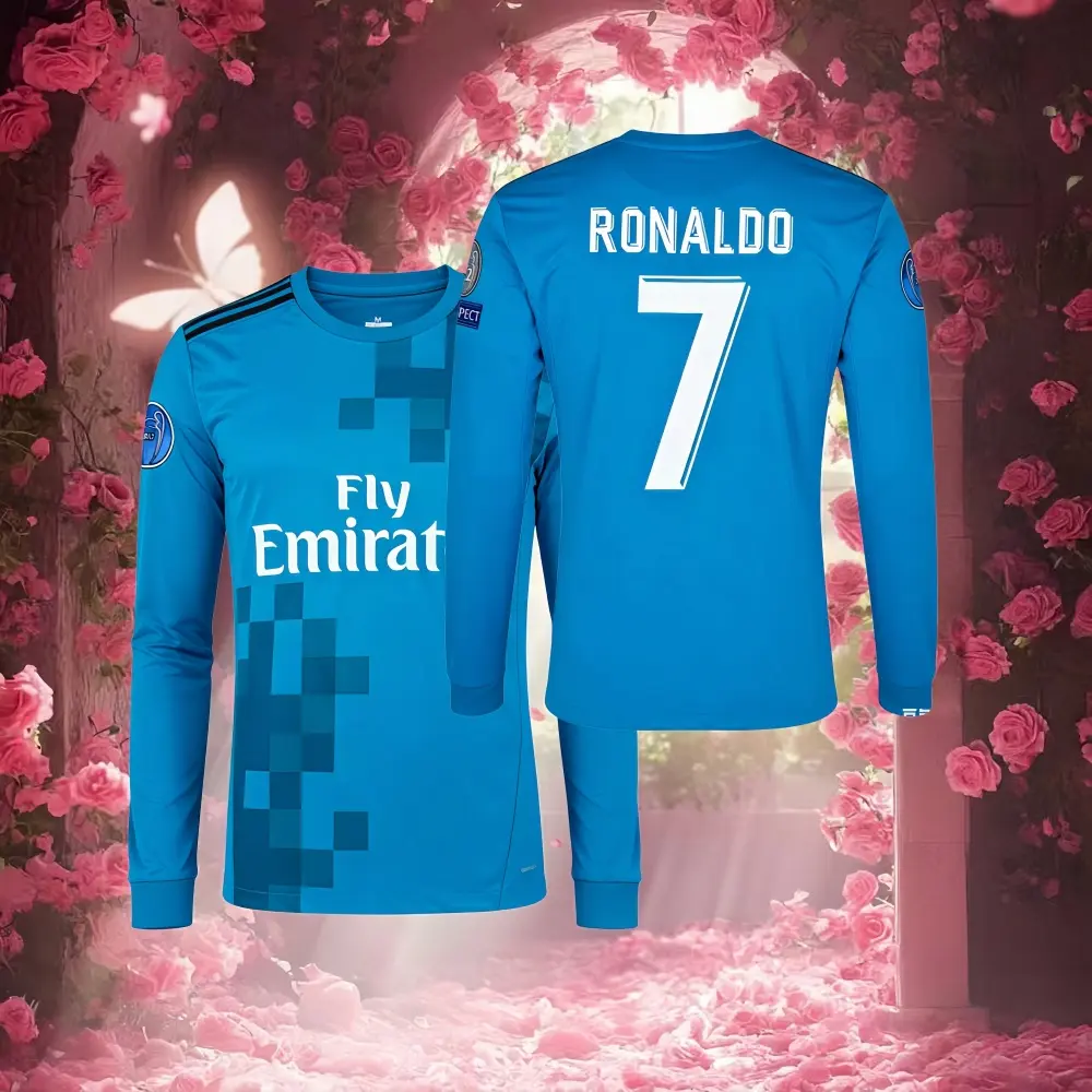 17 18 Away Soccer Jersey 7 Cristiano Ronaldo Long Sleeve Jersey Fans Version