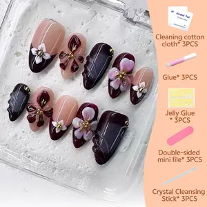 Press-On Nails Set – Reusable, Easy to Apply & Remove | Includes Nail Glue & Tabs | Natural Salon Finish