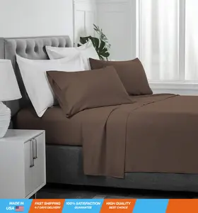 Queen Size Sheet Set Breathable Cooling Sheets Easy Fit, Extra Soft Deep Pockets Hotel Bed Sheets Wrinkle Free Comfy Bed Sheets, 4 Piece Set Brown - Standard 100 by Oeko-Tex, Queen Sheets 4 PC