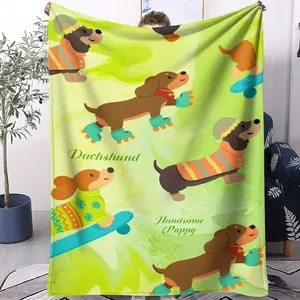 Sausage Dog Pattern Blanket, Suitable for All Seasons, Suitable for Beds, Sofas, Cars, Room Decorations, and Gifts, Suitable for Children and Adults