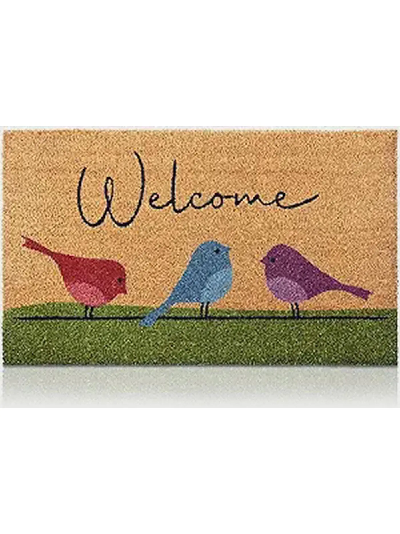 Coir Welcome Mat, Non-Slip, Colorful Birds, 17 x 29 in | Traps Dirt and Mud, Anti-Shedding, Durable PVC Backing, 100% Natural Coir, Indoor and Outdoor Entryway, Easy to Clean