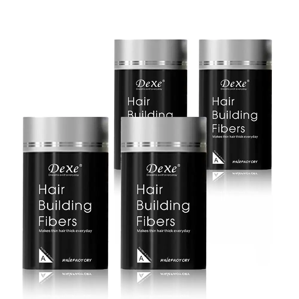 Dexe Hair Building Fibers 4-Pack – Instant Hair Thickening Powder for Thinning Hair & Bald Spots, Root Touch-Up & Hairline Concealer, Sweatproof, Natural Matte Finish for Men & Women Haircare Black Daily,Black & Dark Brown,22g hair  thickening  powder ful