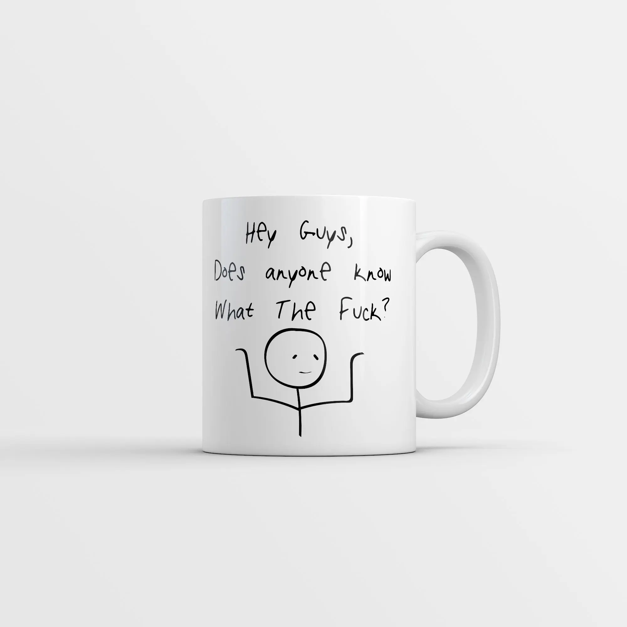 Hey Guys Does Anyone Know What The F*ck Mug Funny Sarcastic Novelty Coffee Cup - 11oz Funny Coffee Mugs Ceramic Printed Drinkware Cup