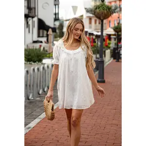 Shoreline Eyelet Ivory Mini Dress