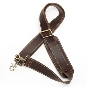 NIUCUNZH Genuine Leather Shoulder Strap - Vintage Bag Strap Replacement 60 inches Long Adjustable with Comfortable Pad