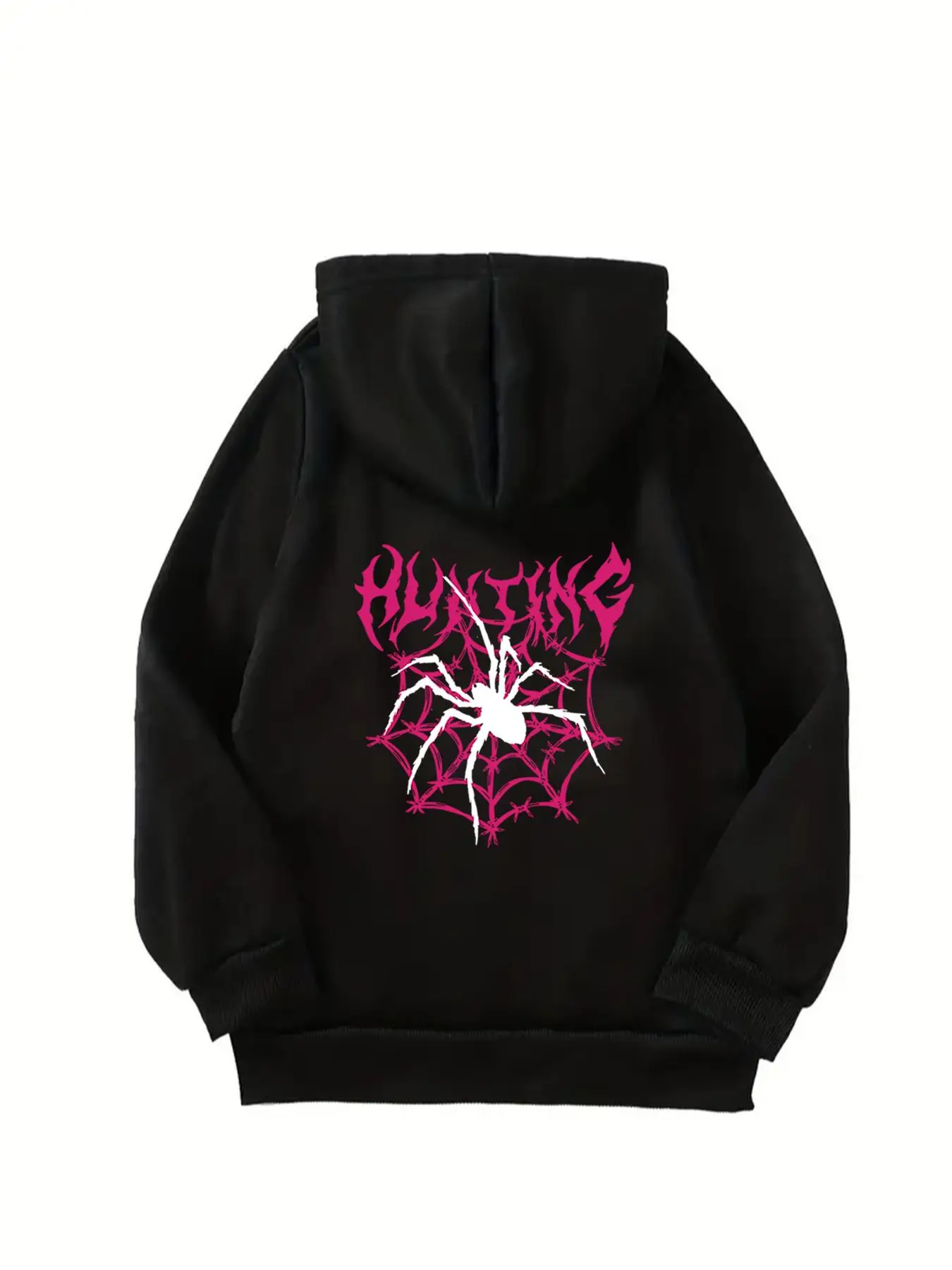 Girl's Cartoon Spider Print Drop Shoulder Hoodie, Fashion Casual Long Sleeve Hooded Sweatshirt for Daily Outdoor Wear, Girls Clothing for Fall & Winte