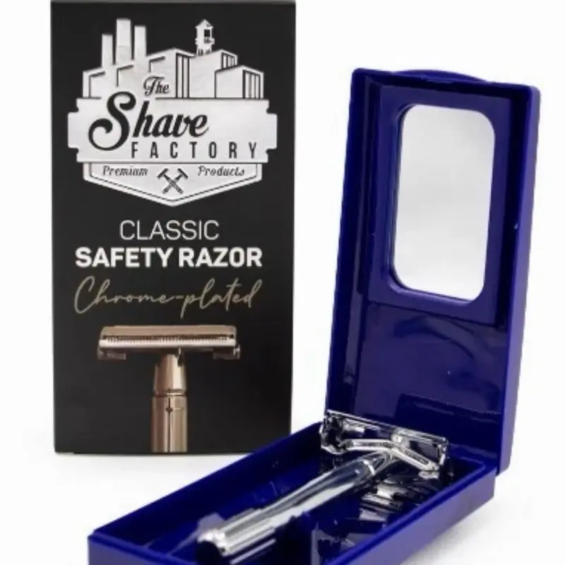 Men's Shaving Double Edge Safety Razor - Butterfly Twist-to-Open Design with Travel Storage Case