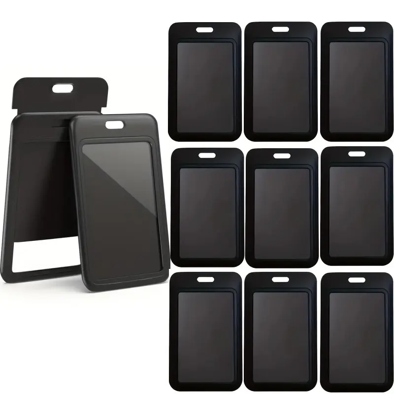 5-piece ID Holder Card Case, Sliding Hard Plastic Black Vertical Card Case, for Office, School, ID Card, Credit Card, Key Card, License, Pass, Employee ID, ID Badge Holder, Id Holders For Badges