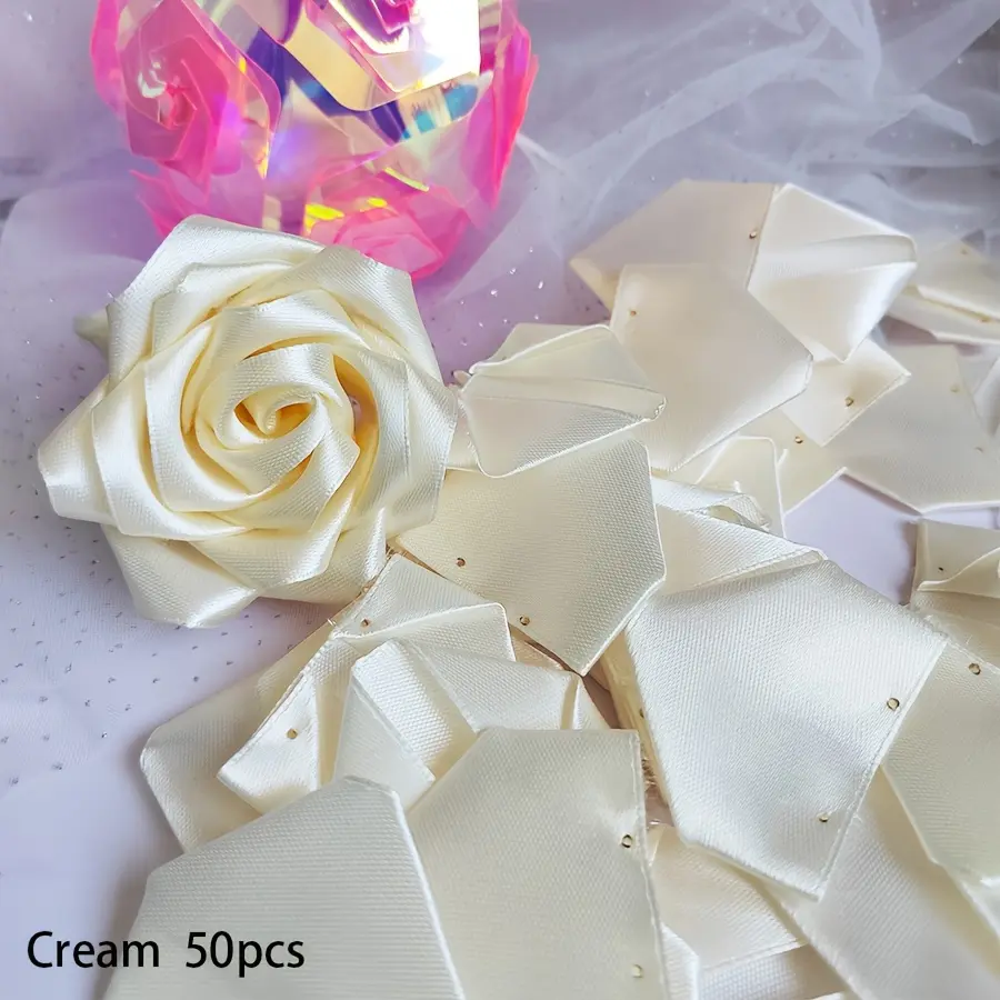 Cream-100pcs Ribbon Petals