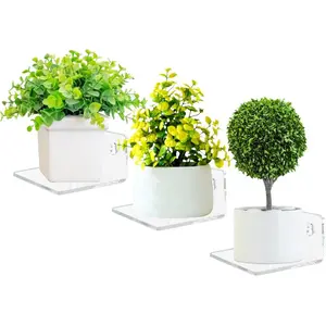 Bigfety Acrylic Small Floating Shelves for Wall, 3-Ledges, Clear Mini Display Floating Shelf Flexible Use with Adhesive or Screw Decor Decorative