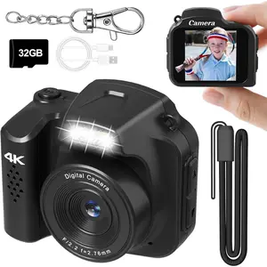 Camera 4K 64MP  Digital Camera,Pocket Retro Nostalgia Video Camera with LED Light and 32G  SD Card, Suitable for Teenagers, Adults, , and Photography Beginners Black