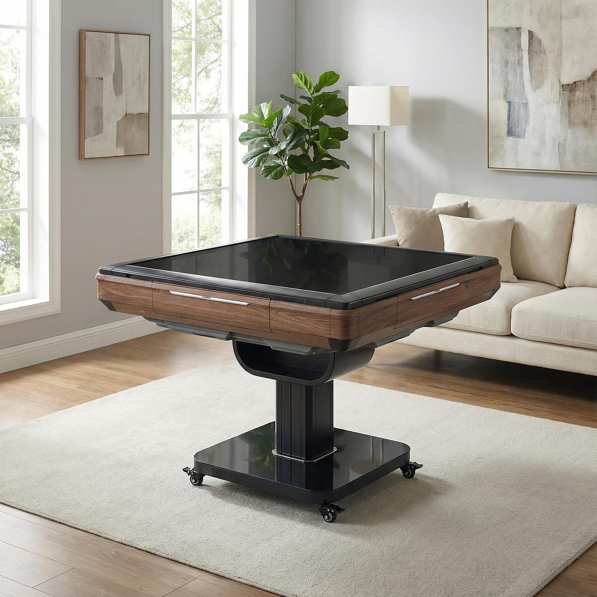 SAVEYOUR  Foldable Ultra-Thin Automatic Mahjong Table with Wheels, 42mm Numbered Tiles (Chinese & American Style), 2 Magnetic Tile Sets + Hard Table Cover, 110V, Space-Saving Quiet Design for Home Use